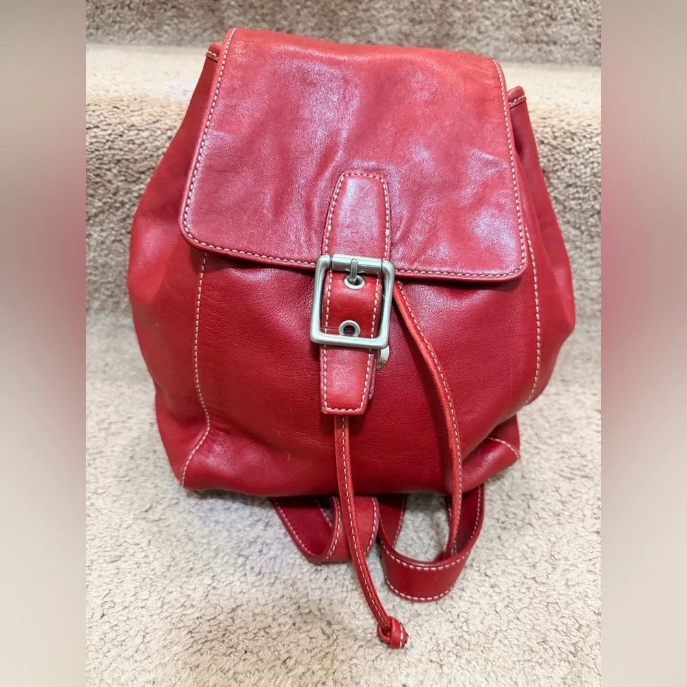 Vintage Coach Legacy Drawstring Leather Backpack dark red leather Style #9569